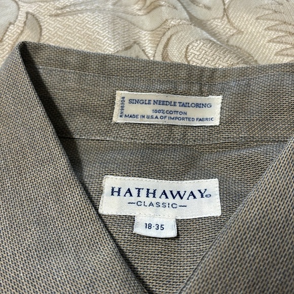 HATHAWAY CLASSIC MENS BUTTON DOWN DRESS SHIRT 100% COTTON - Picture 5 of 6